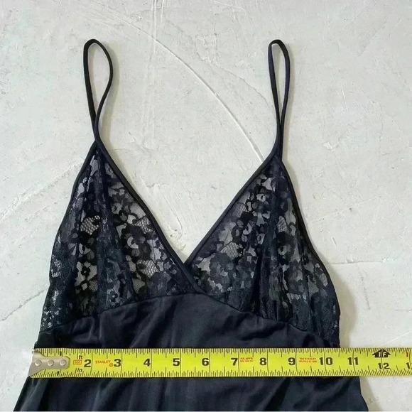 OLGA VINTAGE NIGHTGOWN Black Maxi Full Sweep Glam Goth Slip Sexy Dress Size S - Picture 6 of 9